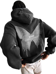 Oversize Washed 'Dreams' Hoodie - Anthracite