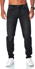 JEEL Herren Sweat-Jeans - Regular-Fit Straight-Cut - Stretch Washed Denim-Look - Jeans-Hose
