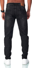 JEEL Herren Sweat-Jeans - Regular-Fit Straight-Cut - Stretch Washed Denim-Look - Jeans-Hose