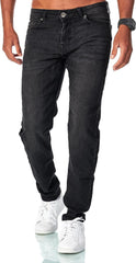 JEEL Herren Sweat-Jeans - Regular-Fit Straight-Cut - Stretch Washed Denim-Look - Jeans-Hose