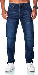 JEEL Herren Sweat-Jeans - Regular-Fit Straight-Cut - Stretch Washed Denim-Look - Jeans-Hose