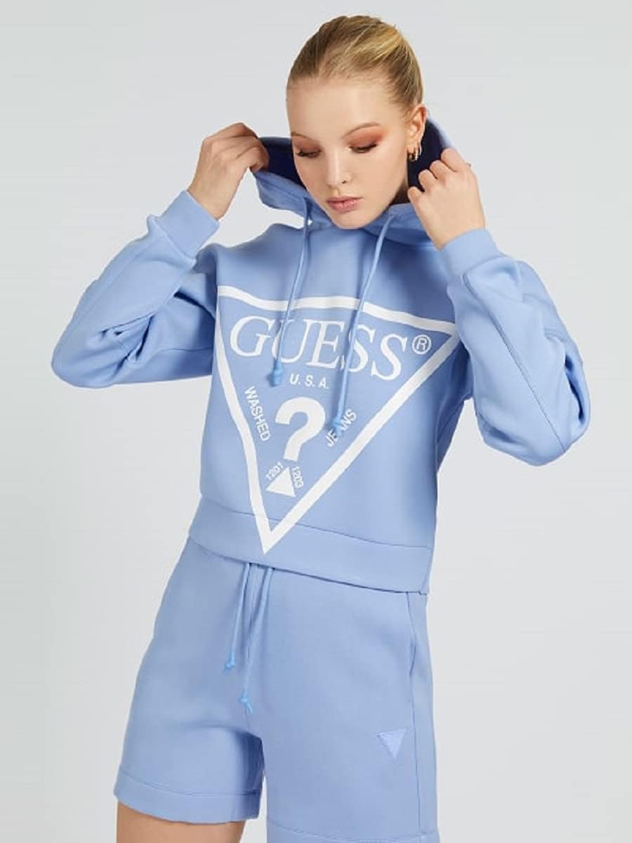 GUESS Damen Active Long Sleeve Oversized Logo Hooded Sweatshirt Kapuzenpullover