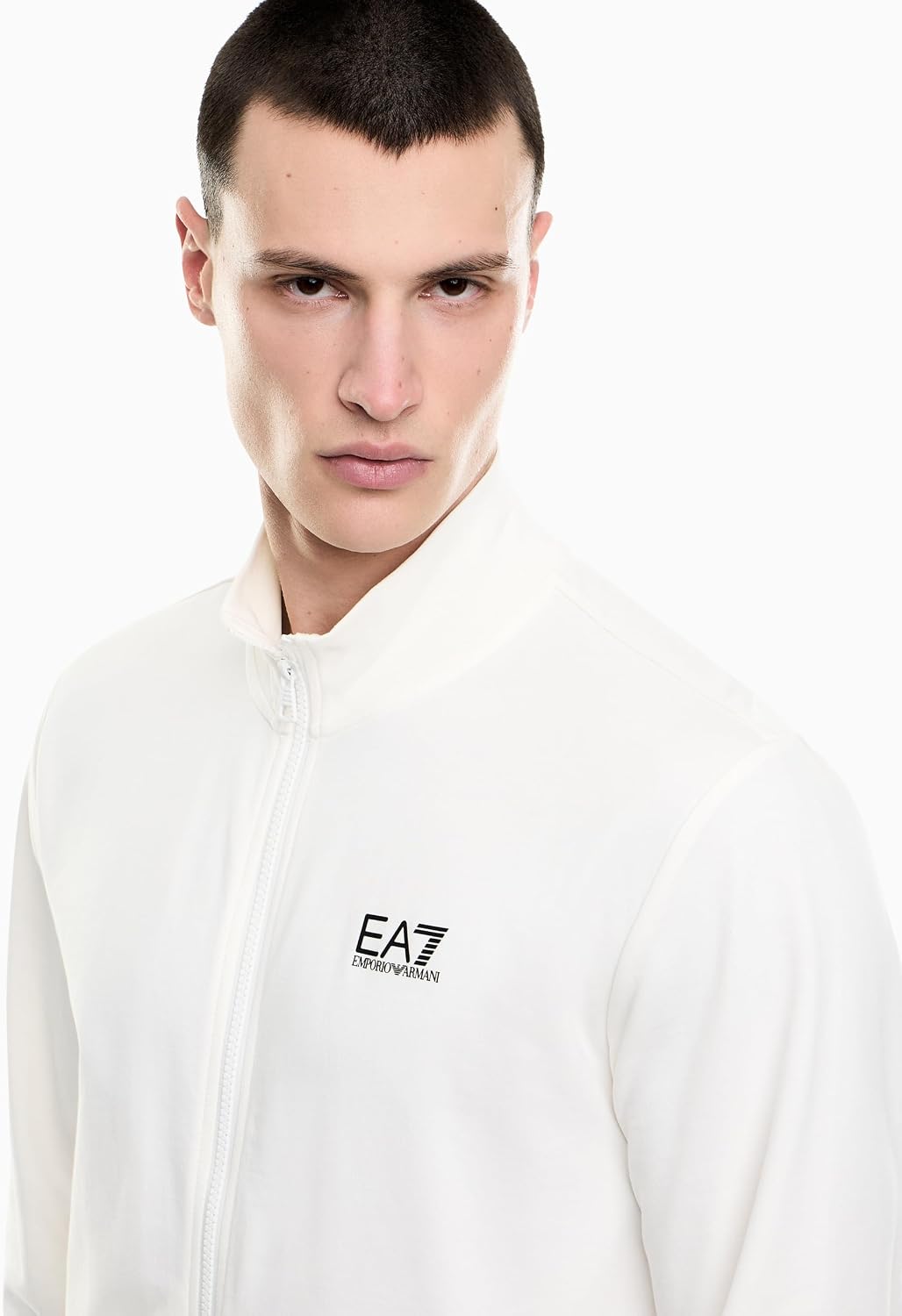 EA7 Emporio Armani Black/White (8NPV60-PJVRZ-M0036) Trainingsanzug für Herren, schwarz/weiß, aus Baumwolle, Reißverschluss, Jogginghose, Taschen, bequem, Logo, Größe L