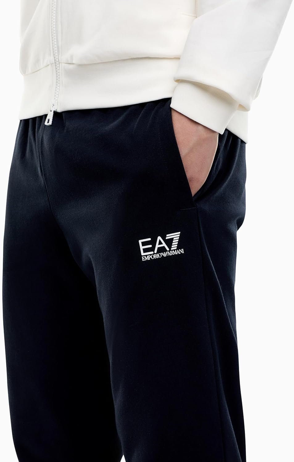EA7 Emporio Armani Black/White (8NPV60-PJVRZ-M0036) Trainingsanzug für Herren, schwarz/weiß, aus Baumwolle, Reißverschluss, Jogginghose, Taschen, bequem, Logo, Größe L