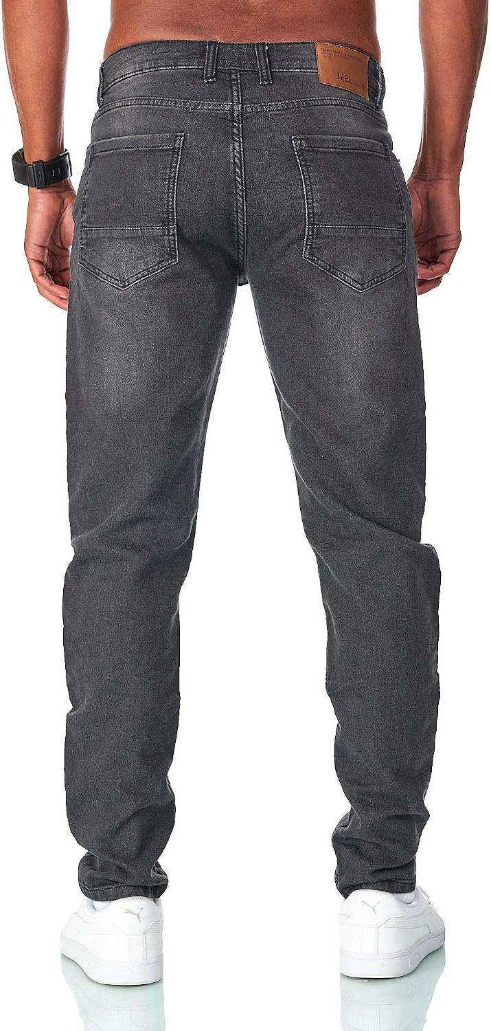 JEEL Herren Sweat-Jeans - Regular-Fit Straight-Cut - Stretch Washed Denim-Look - Jeans-Hose