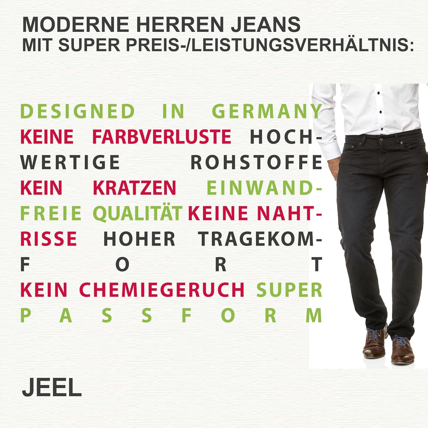 JEEL Herren Sweat-Jeans - Regular-Fit Straight-Cut - Stretch Washed Denim-Look - Jeans-Hose