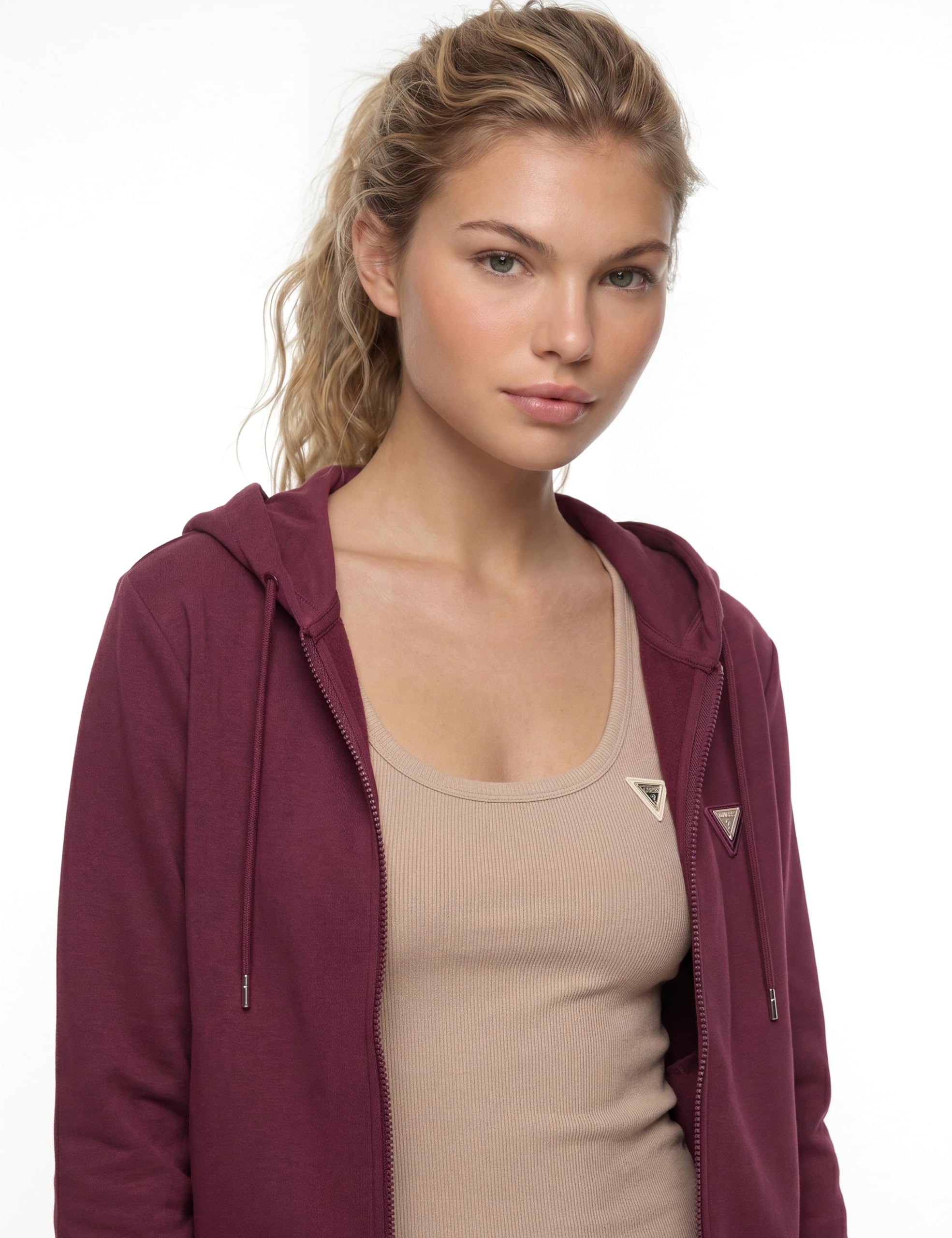 GUESS Damen Full Zip Sweatshirt Olympe Full Zip Hoodie Sweatsh