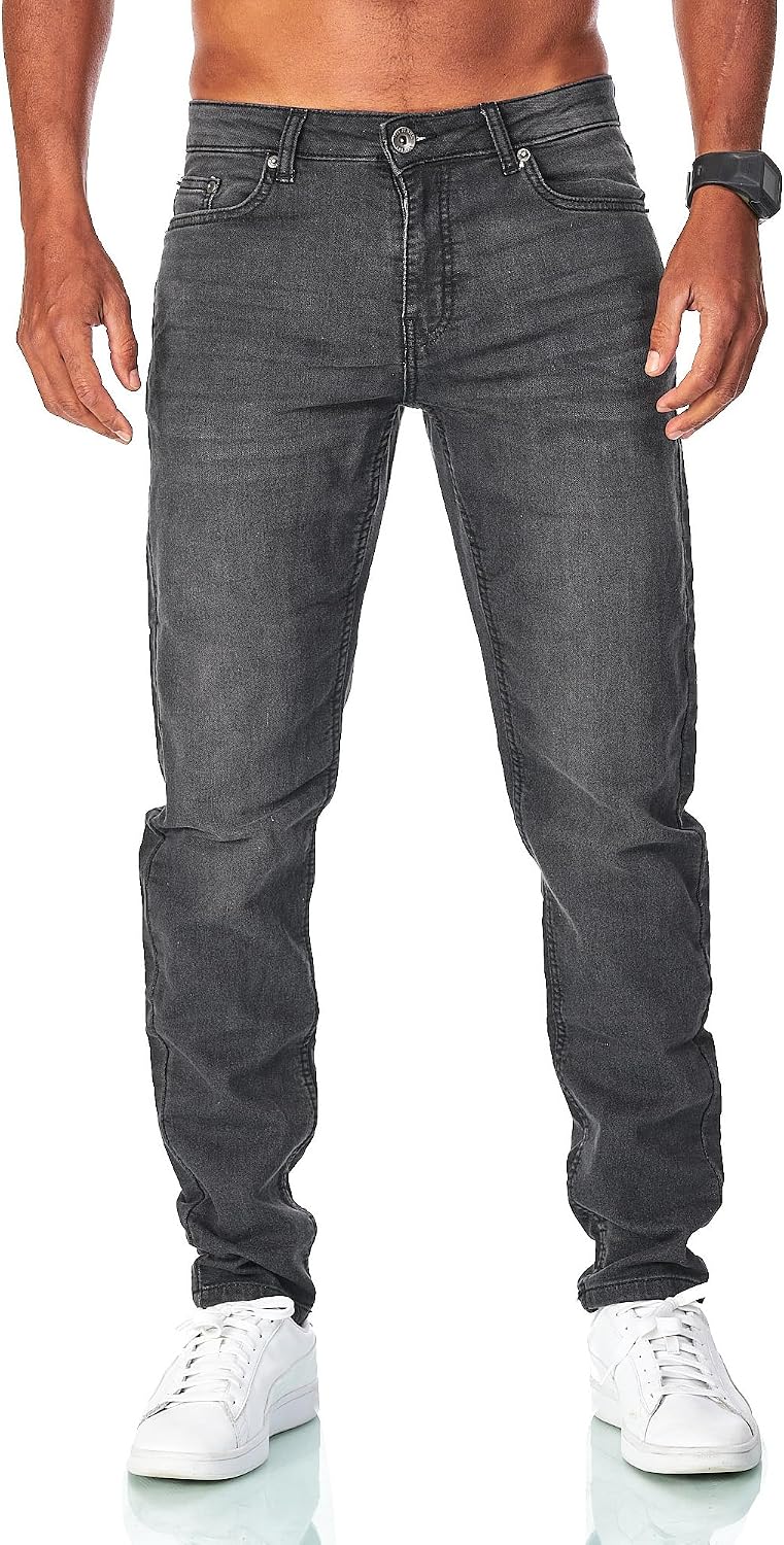 JEEL Herren Sweat-Jeans - Regular-Fit Straight-Cut - Stretch Washed Denim-Look - Jeans-Hose