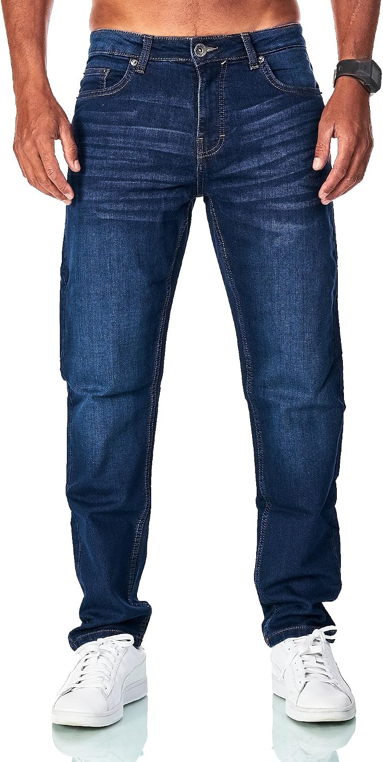 JEEL Herren Sweat-Jeans - Regular-Fit Straight-Cut - Stretch Washed Denim-Look - Jeans-Hose