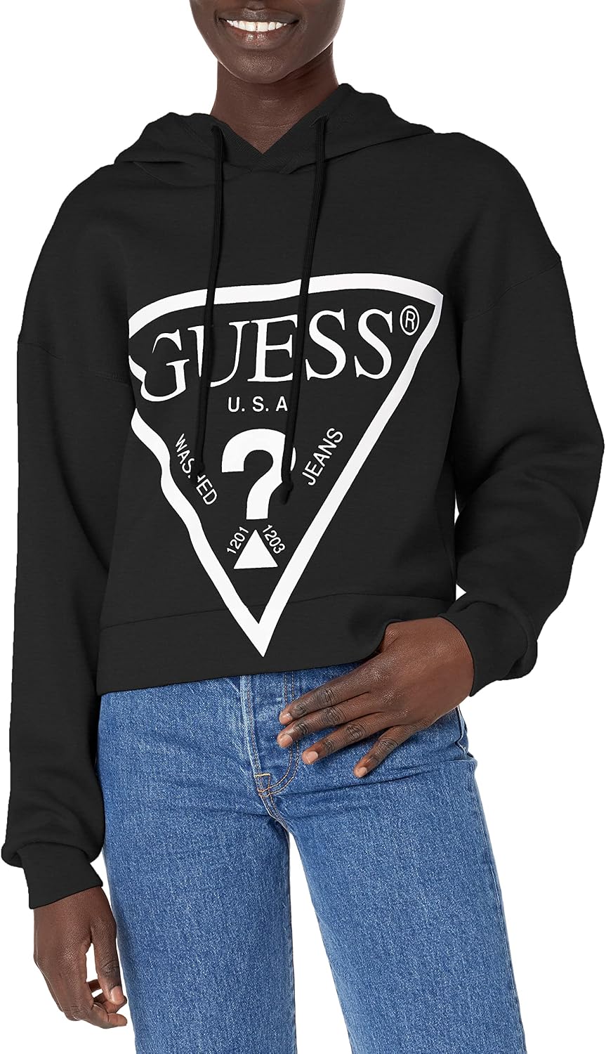 GUESS Damen Active Long Sleeve Oversized Logo Hooded Sweatshirt Kapuzenpullover