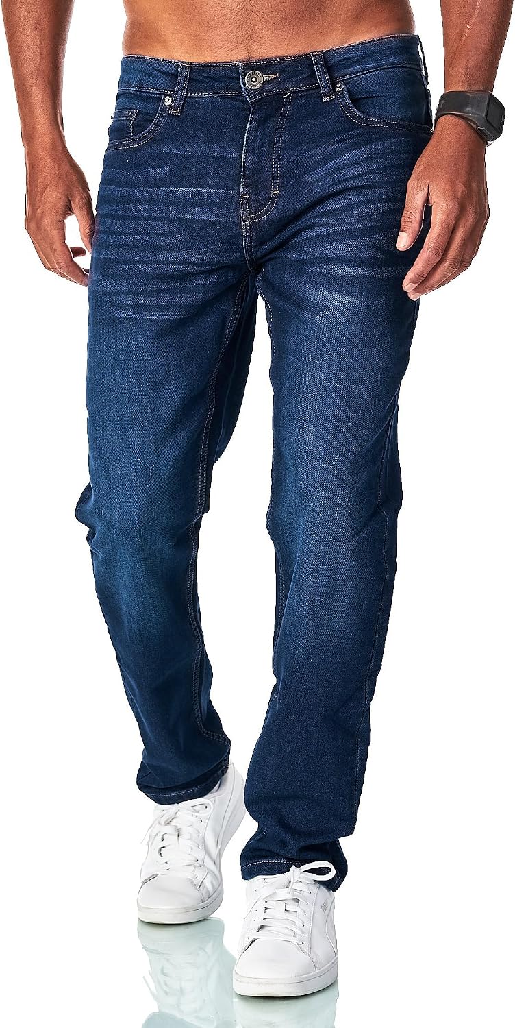 JEEL Herren Sweat-Jeans - Regular-Fit Straight-Cut - Stretch Washed Denim-Look - Jeans-Hose
